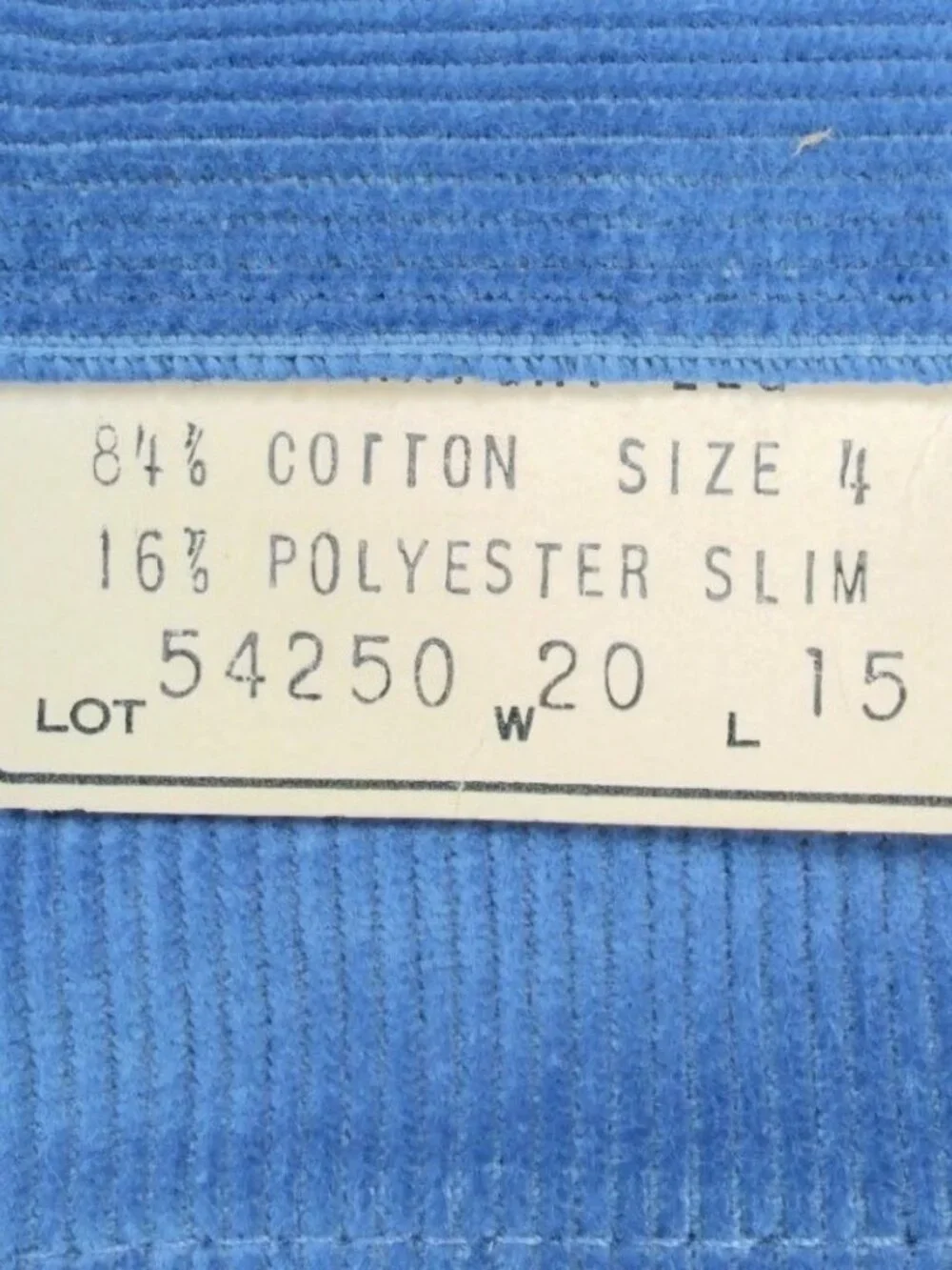 Toddy Winks Corduroy Pants Girls 4 Blue Cotton Blend Slim Vintage Deadstock NWT